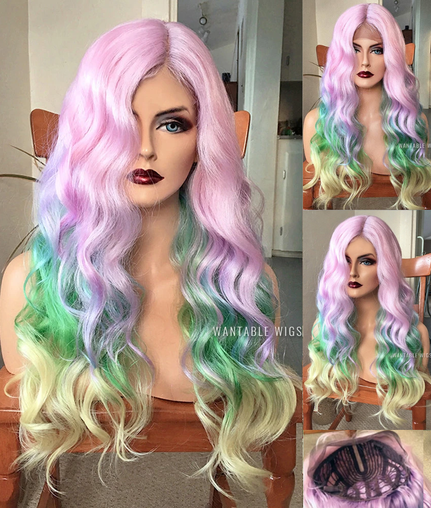 👩 Pastel Rainbow Lace Front Wig | Wantable Wigs – WantableWigs