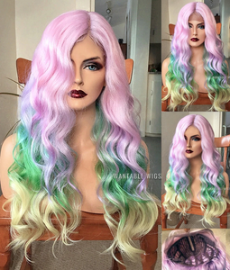 Rainbow Wig LACE FRONT Pastel Pink Wigs