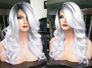 Silver Human Hair BLEND Lace Front Wig