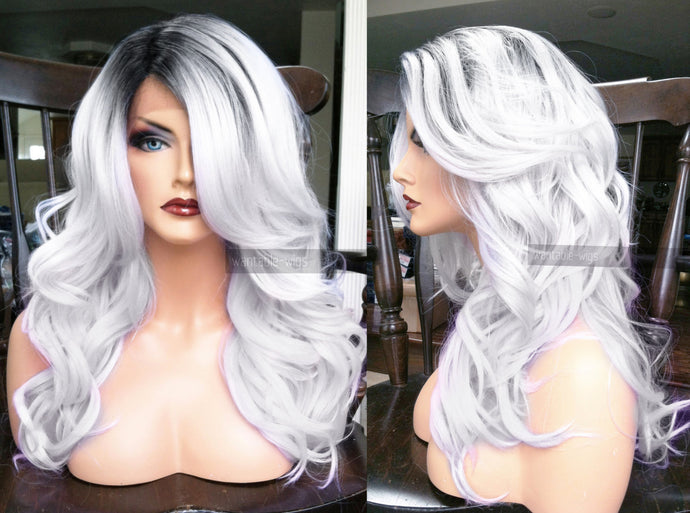 Silver Human Hair BLEND Lace Front Wig
