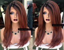 Load image into Gallery viewer, Auburn Lace Front Wig HUMAN HAIR Blend