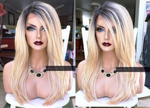 Load image into Gallery viewer, Blonde Wig Human Hair BLEND Lace Front Wig