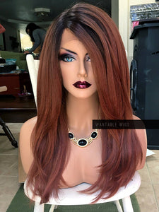 Auburn Lace Front Wig HUMAN HAIR Blend