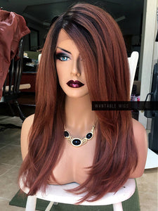 Auburn Lace Front Wig HUMAN HAIR Blend