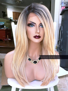 Blonde Wig Human Hair BLEND Lace Front Wig