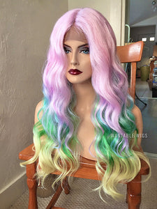 Rainbow Wig LACE FRONT Pastel Pink Wigs