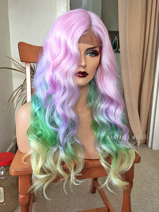 Rainbow Wig LACE FRONT Pastel Pink Wigs