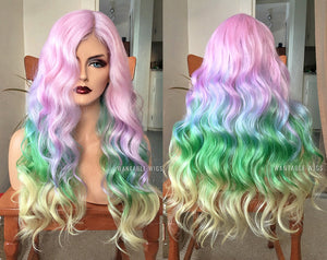 Rainbow Wig LACE FRONT Pastel Pink Wigs