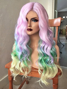 Rainbow Wig LACE FRONT Pastel Pink Wigs