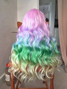 Rainbow Wig LACE FRONT Pastel Pink Wigs