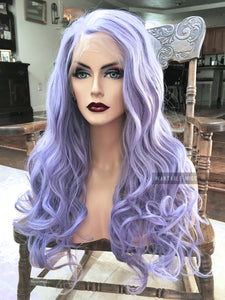 Pastel Purple Wig LACE FRONT Long & Curly Lavender Cosplay Wig