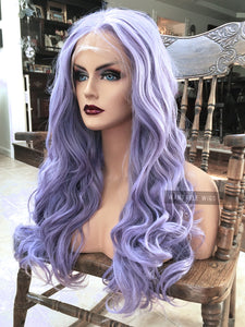 Pastel Purple Wig LACE FRONT Long & Curly Lavender Cosplay Wig