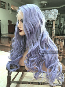 Pastel Purple Wig LACE FRONT Long & Curly Lavender Cosplay Wig