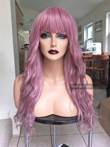 Pink Wig with Bangs