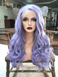 Pastel Purple Wig LACE FRONT Long & Curly Lavender Cosplay Wig