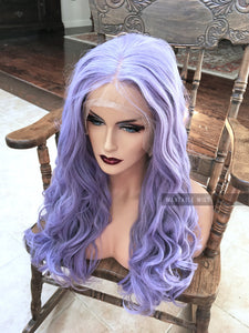 Pastel Purple Wig LACE FRONT Long & Curly Lavender Cosplay Wig