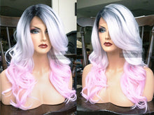 Load image into Gallery viewer, Gray Human Hair BLEND Lace Front WIG